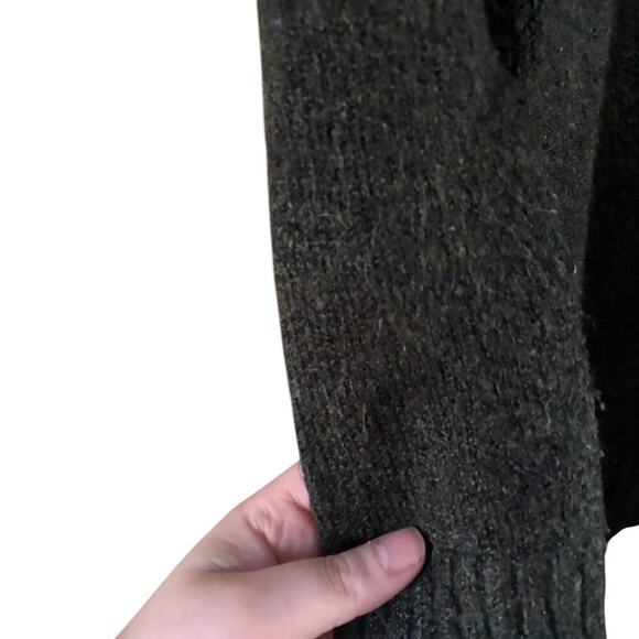 H&M Dark Green Open-Front Cardigan Waterfall Hem Knit Fabric Long Sleeves - Picture 3 of 4